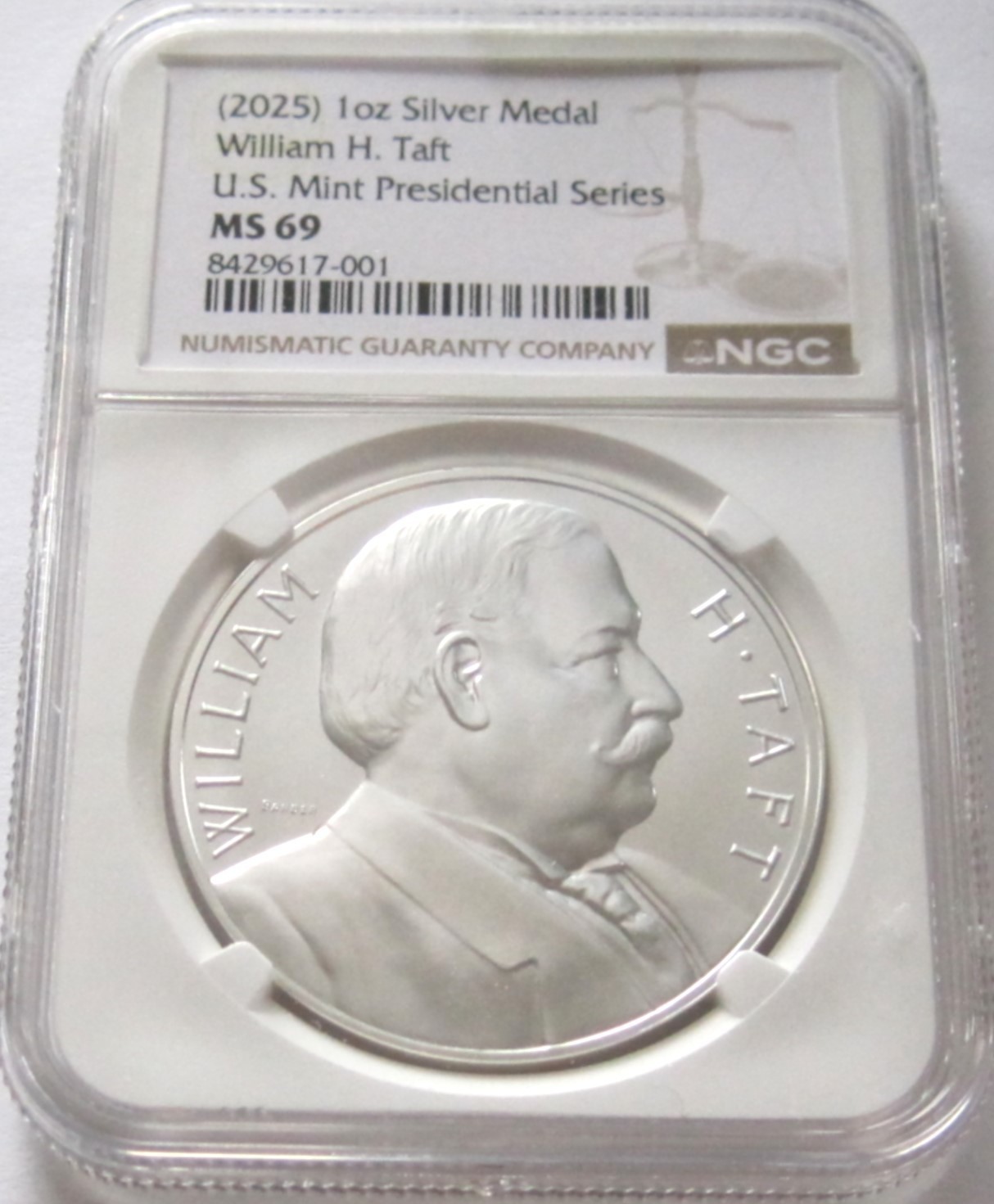 2025 (P) William H Taft Presidential Silver Medal NGC MS 69 = RARE