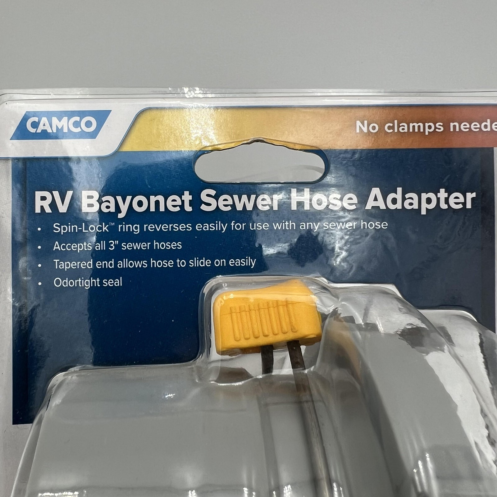 RV Bayonet Sewer Hose Adapter Spin-Lock Easy Slip No Clamp Seal Camco New
