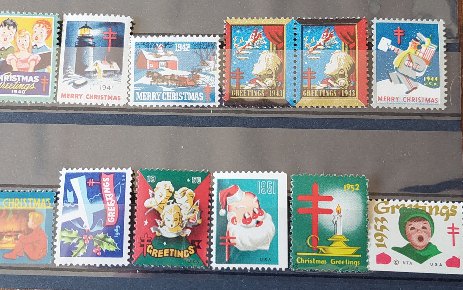 US Christmas Seals lot: one MNH stamp from each year 1930-1953 + BONUS!