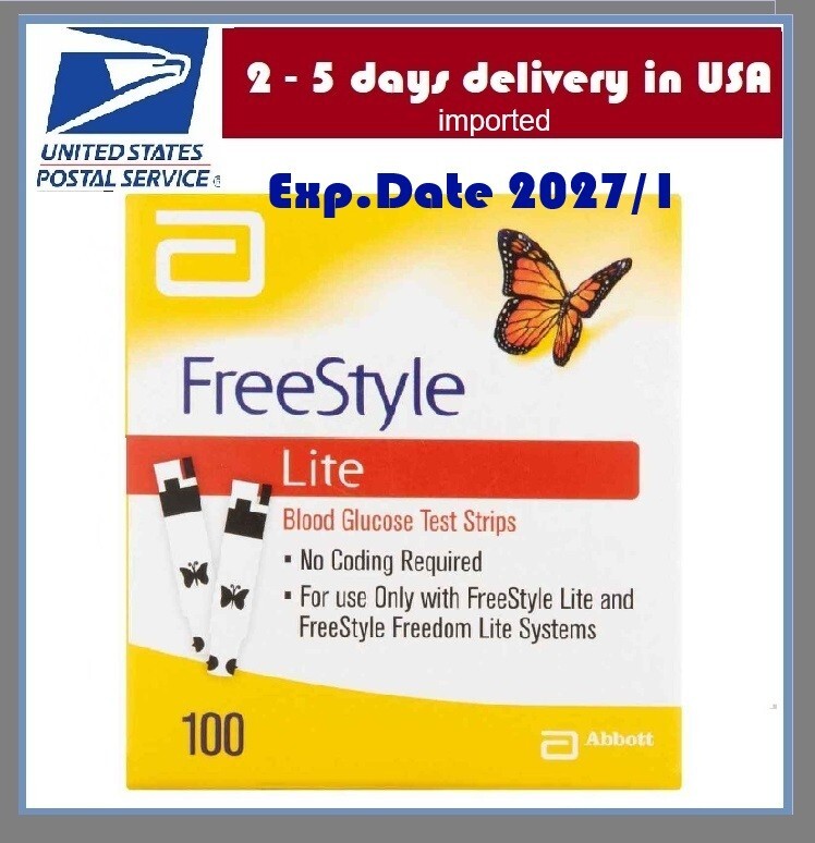 FreeStyle Lite Blood Glucose Diabetic Test Strips 100ct Jan -27 US shipper