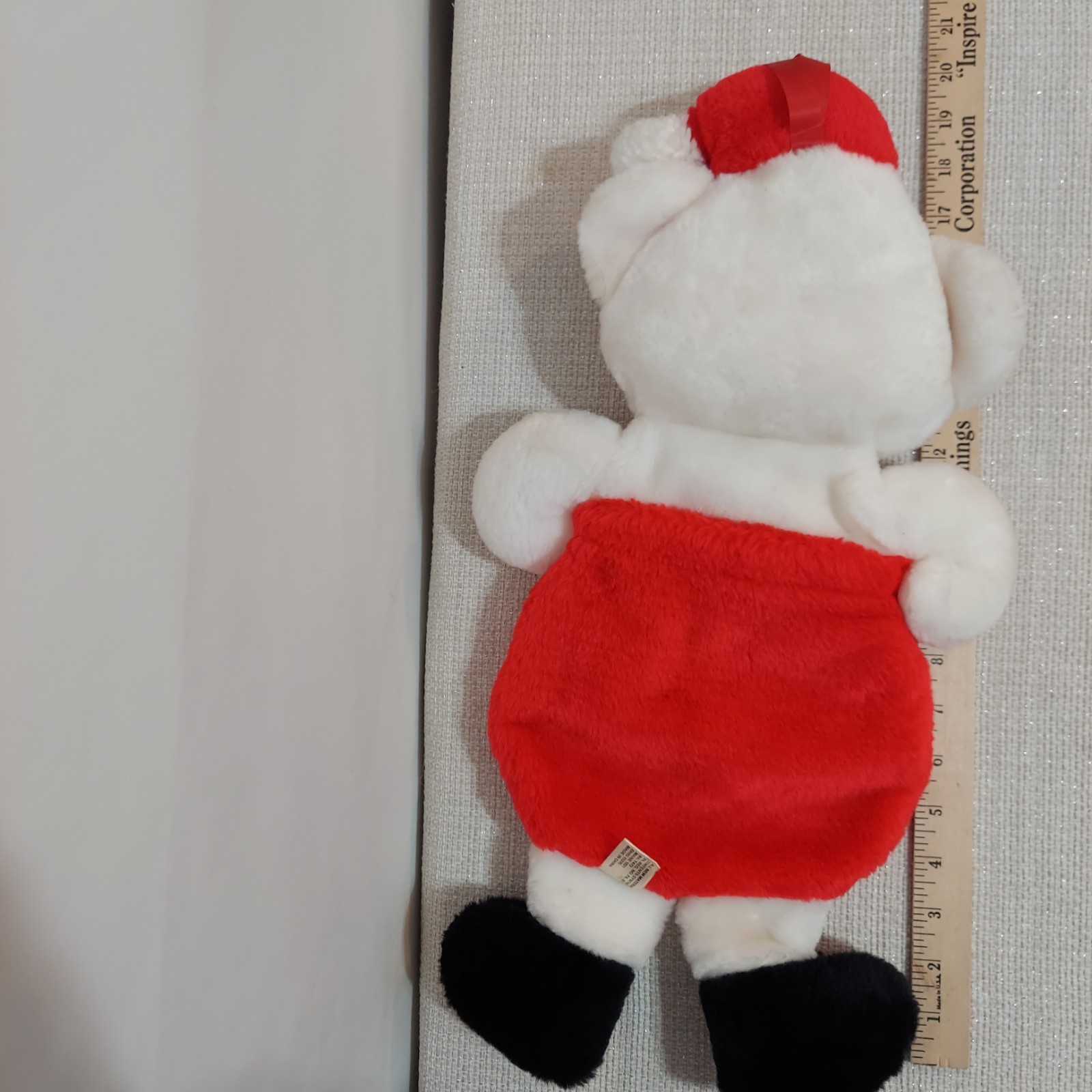 Vintage Santas Best 20" White Teddy Bear 1980s Christmas 3D Stocking Plush