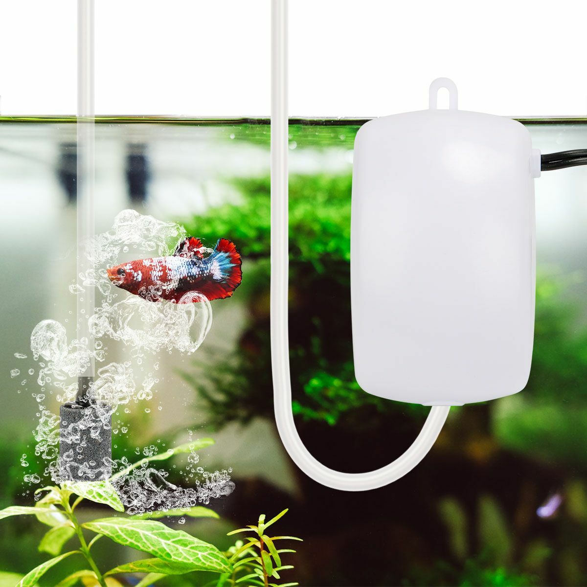 Aquarium Air Pump Adjustable Output Aquarium Bubble 2.5w Ultra Quiet Air Pump US