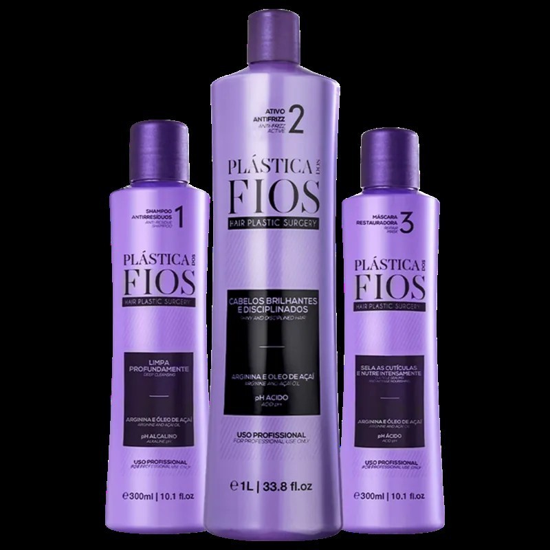 Plastica Brazilian Keratin Kit – Shampoo 300mL, Step 2 1L, Step 3 300mL