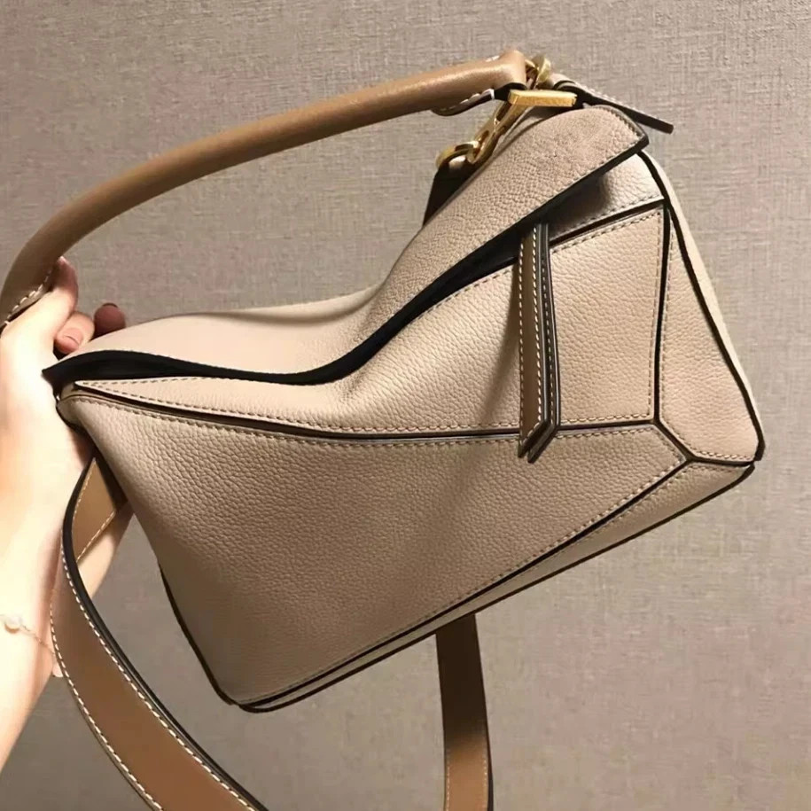 Loewe Puzzle Bag Small Tan Pebbled Leather Shoulder Crossbody New