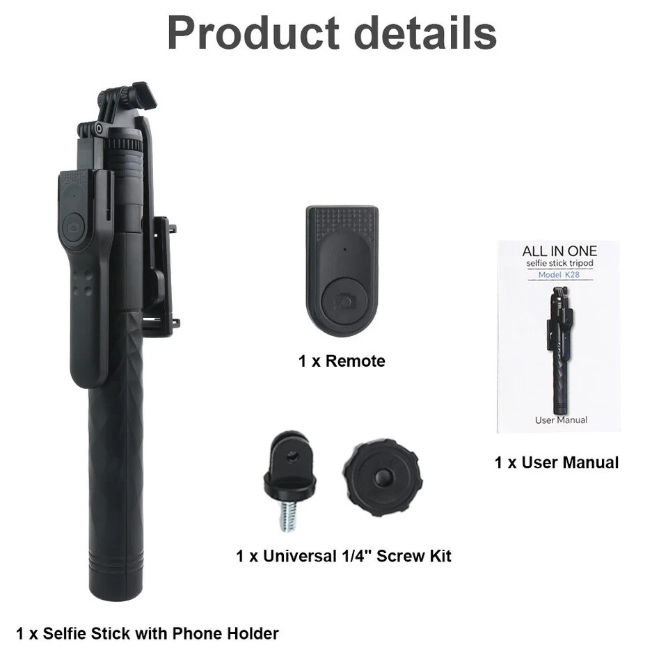 68" Professional Remote Selfie Stick With Cell Phone Holder Camera Tripod Stand
