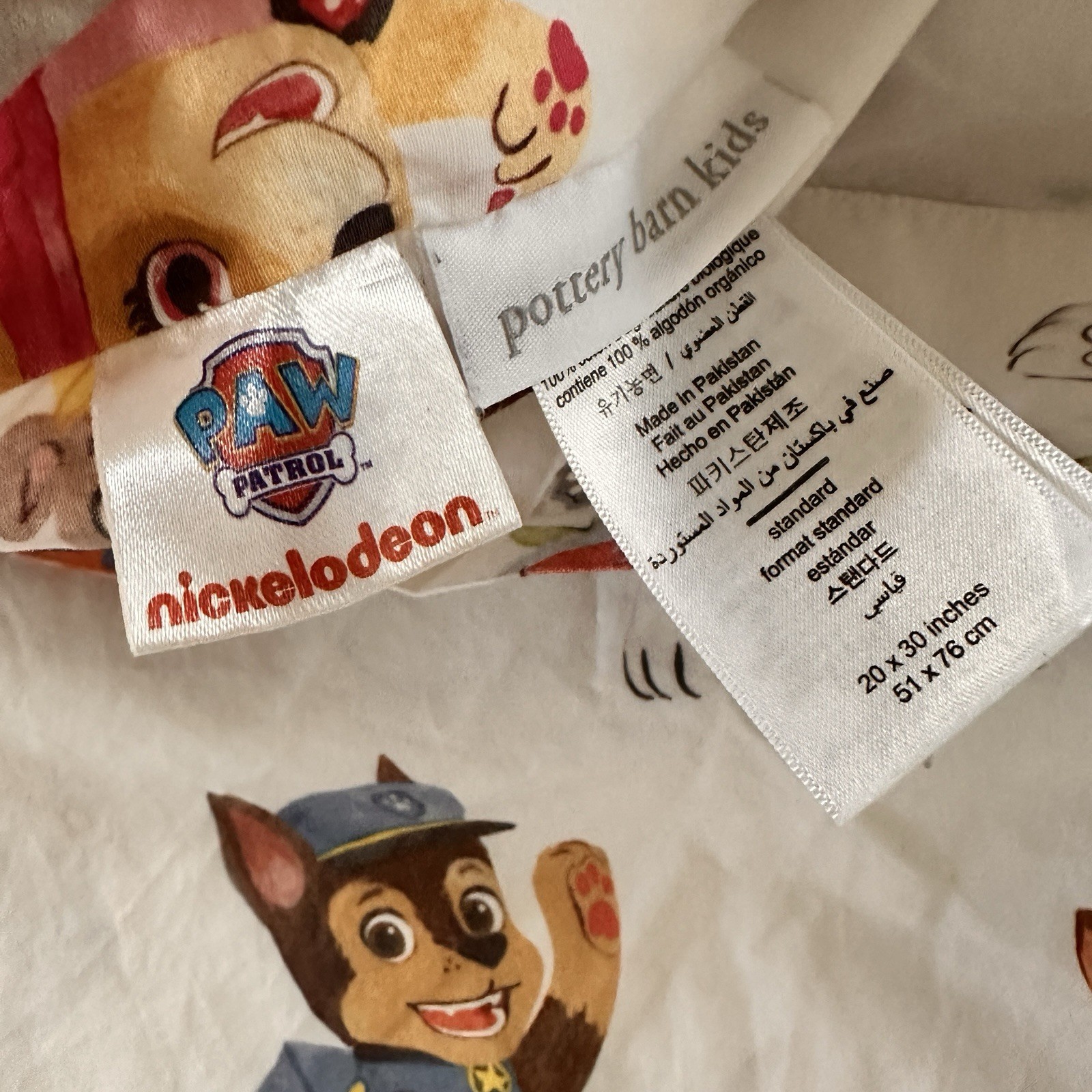 Lot 3 Pottery Barn Kids' Paw Patrol Organic Cotton Pillow cases / Sham