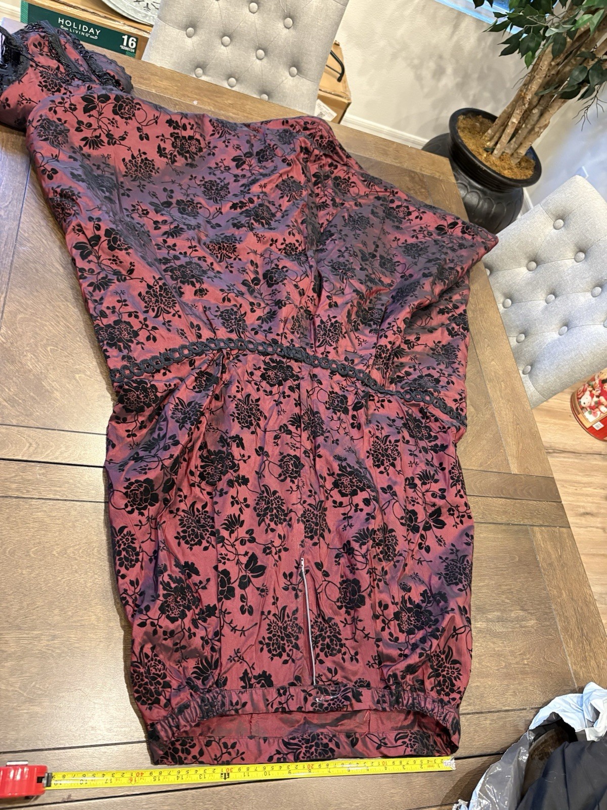 Victorian Reenactment Women’s Burgundy Floral Dress, Jacket & Bodice Set