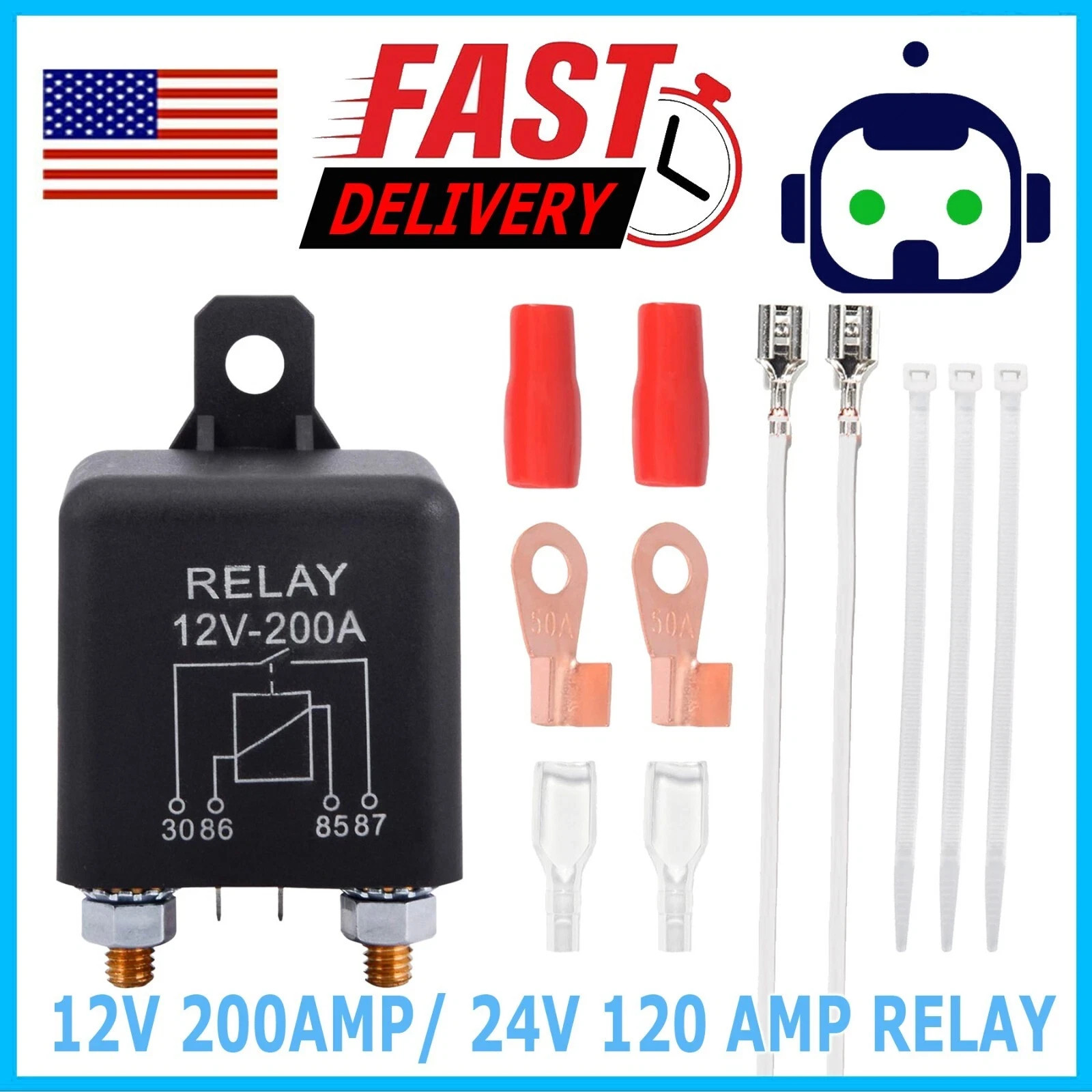 High Current 4 Pin DC 12V 200A Relay Split Switch for Car Truck Motor Motorcycle