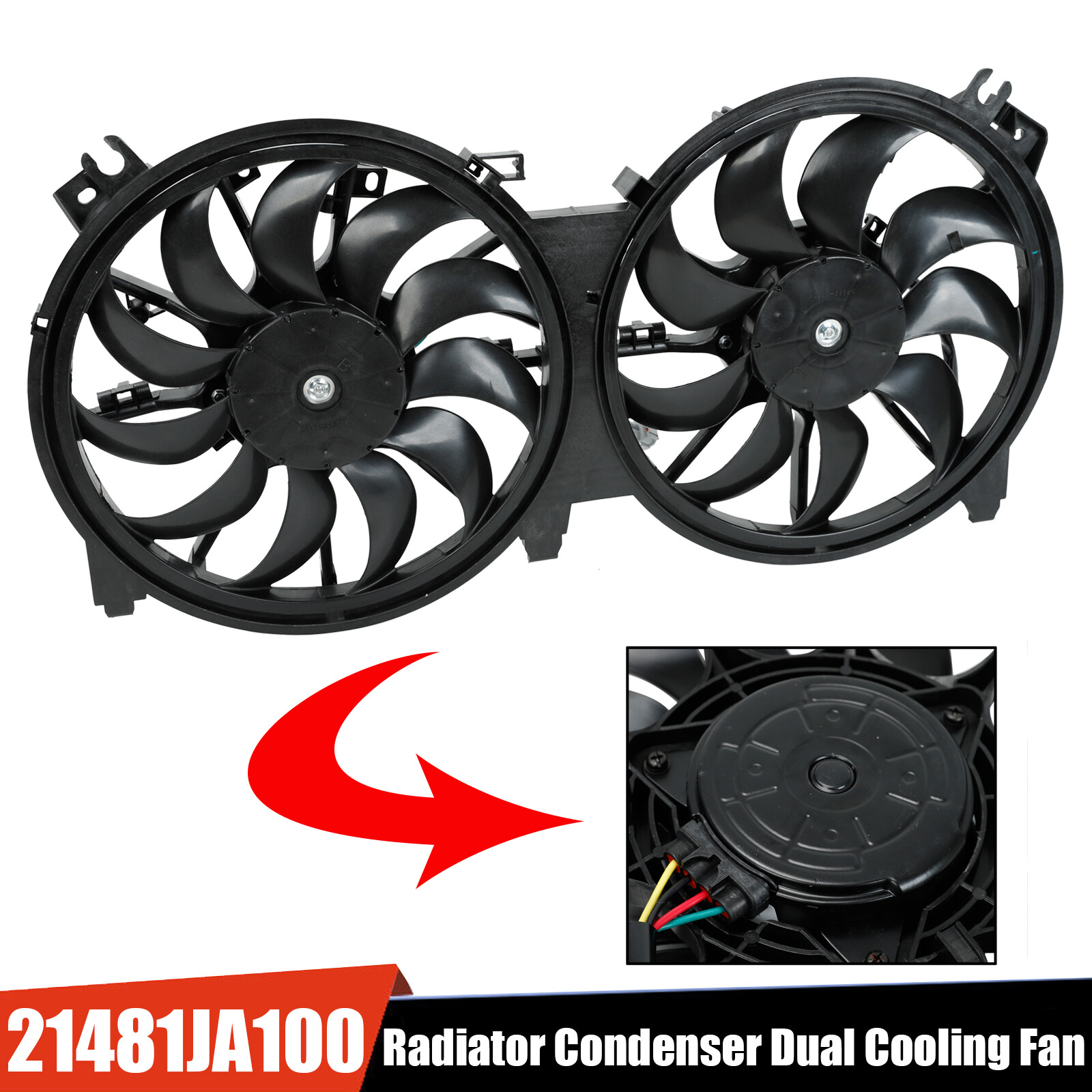Dual Radiator AC Condenser Cooling Fan Fit Nissan Altima 2007-2016 21481JA100