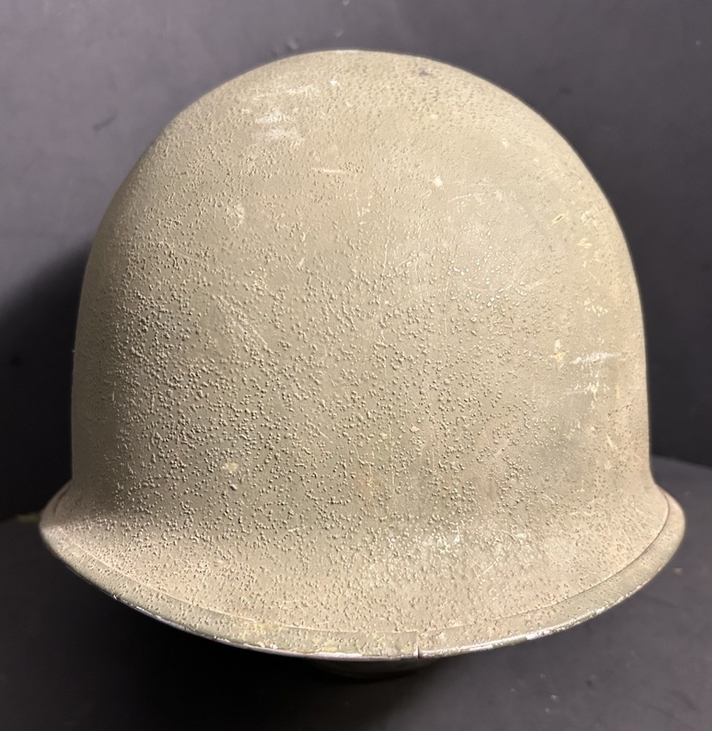 ORIGINAL PAINT Light Duty WWII Schlueter US GI M1 Steel Helmet Front Seam FS SB