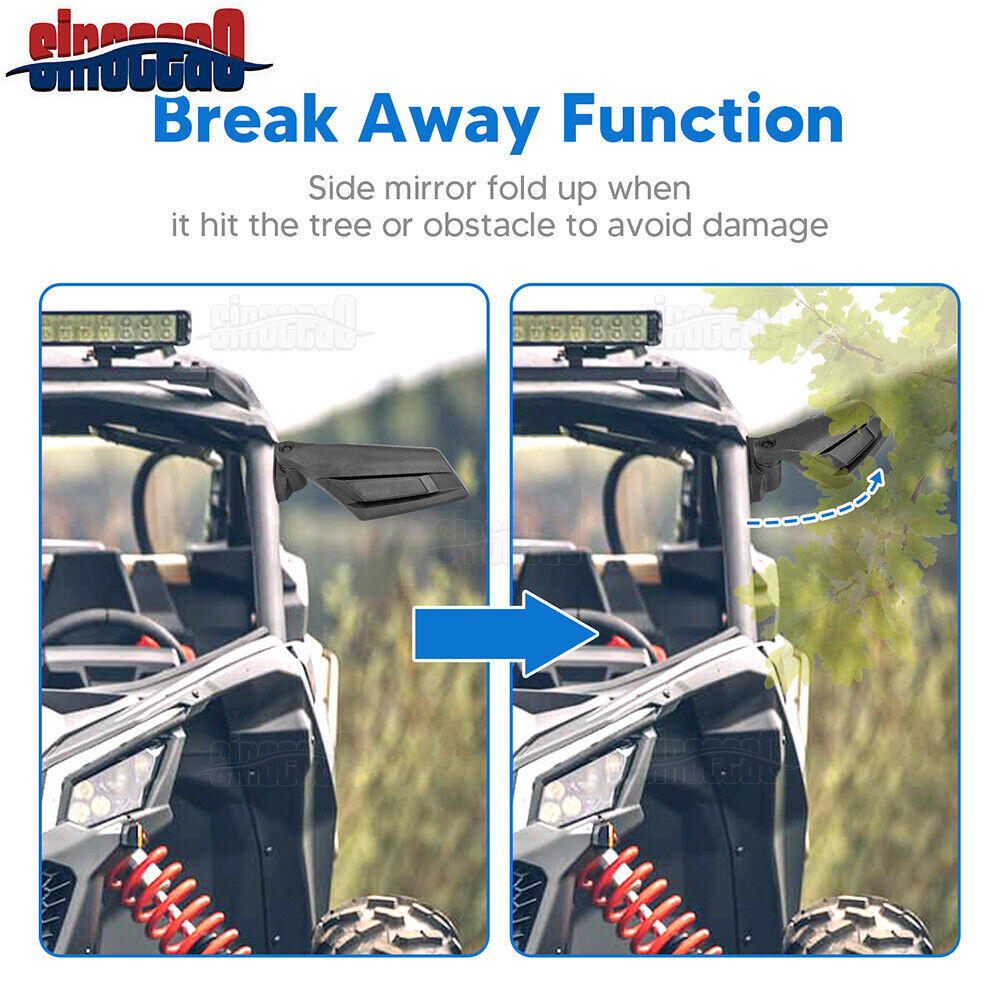 For 2017-2024 Can Am Maverick X3 XRS XDS MAX Racing Style Rear View Side Mirrors