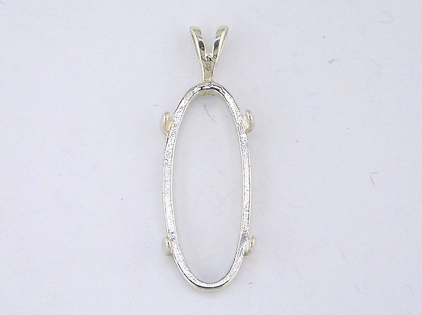 Oval Cabochon Pendant Setting Sterling Silver