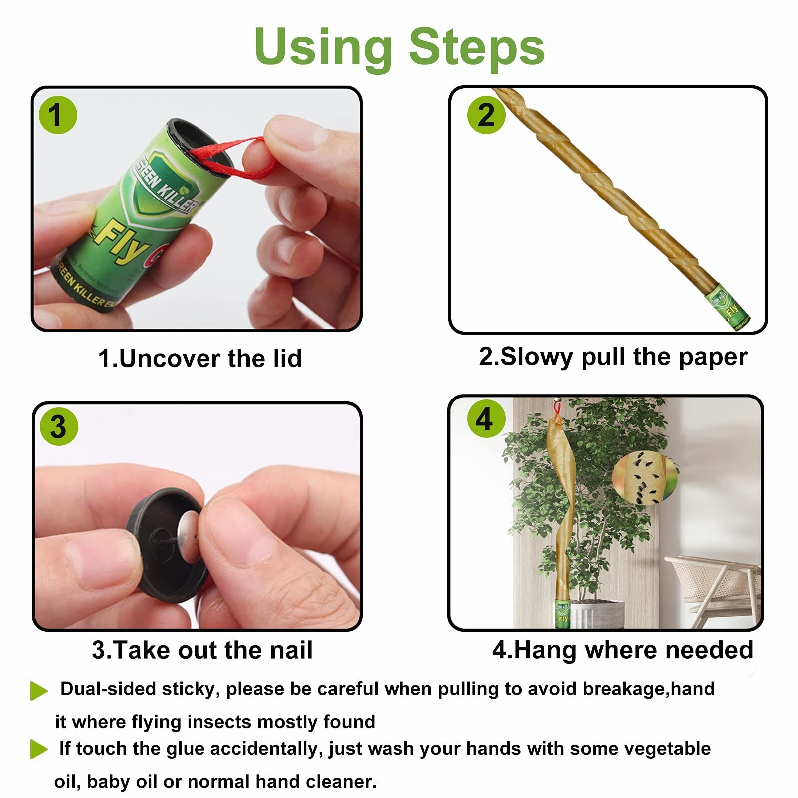 16Roll Sticky Fly Strips Paper Insect Bug Catcher Fly Killer Tape Indoor&Outdoor