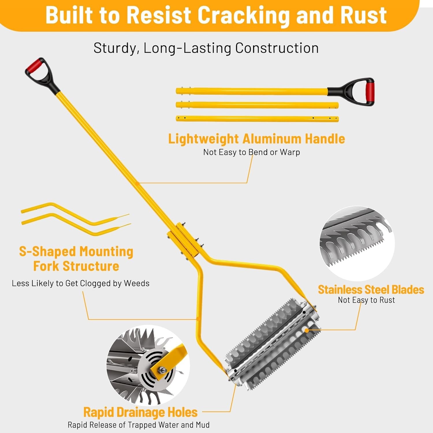 VEVOR Lake Weed Roller Stainless Steel Roller Pond Rake 14.1ft Pond Weed Removal