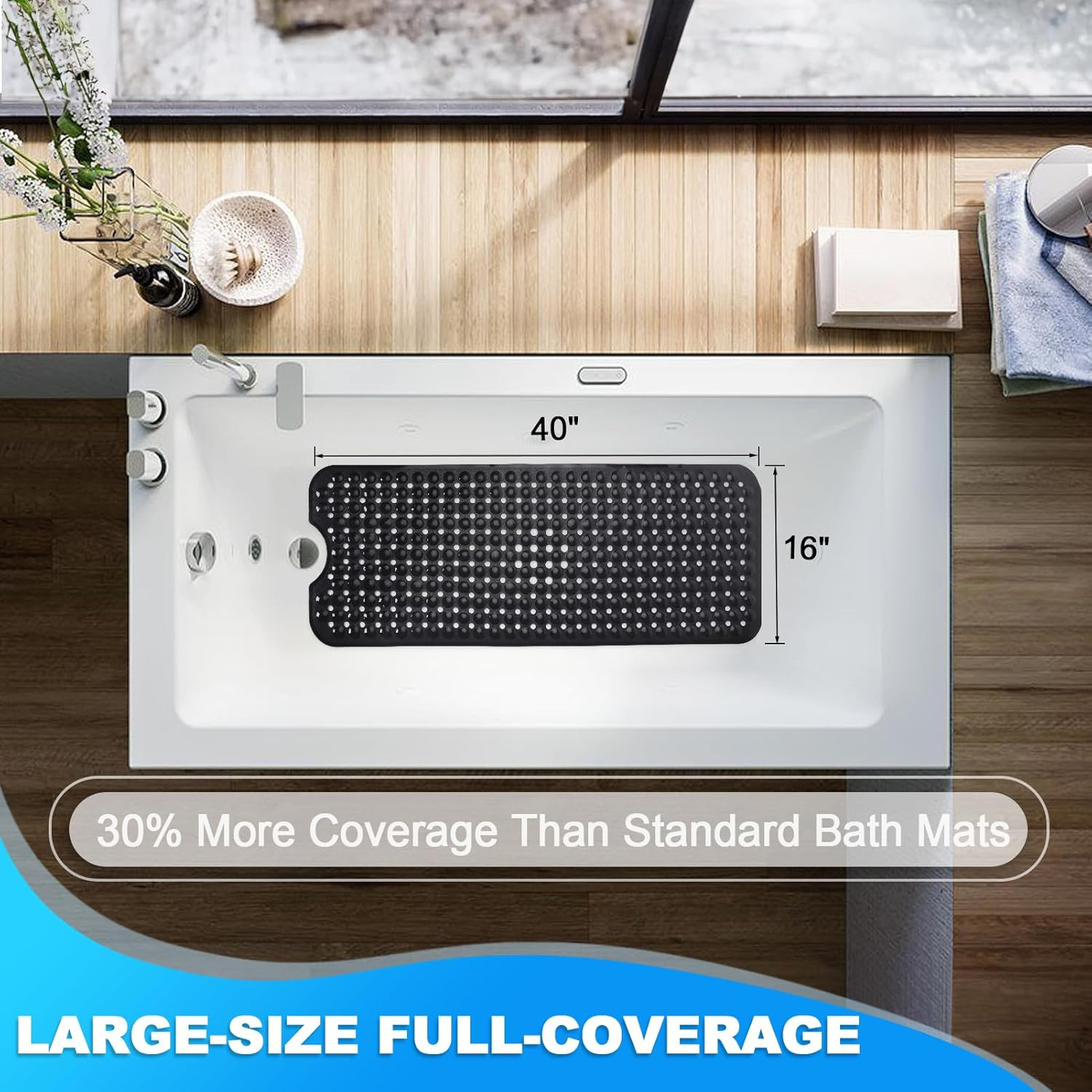 Bathtub and Shower Mats, 40X16 Inch Extra Large Non Slip Soft Bath Tub Mat with