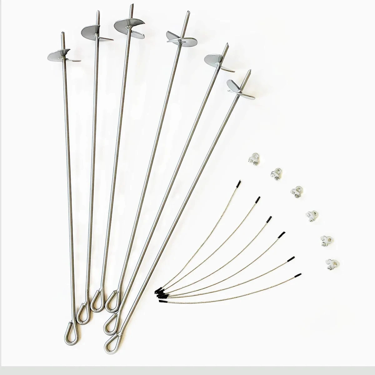 30-Inch Auger Anchor Kit 6-Pack Steel Screw Stakes, New
