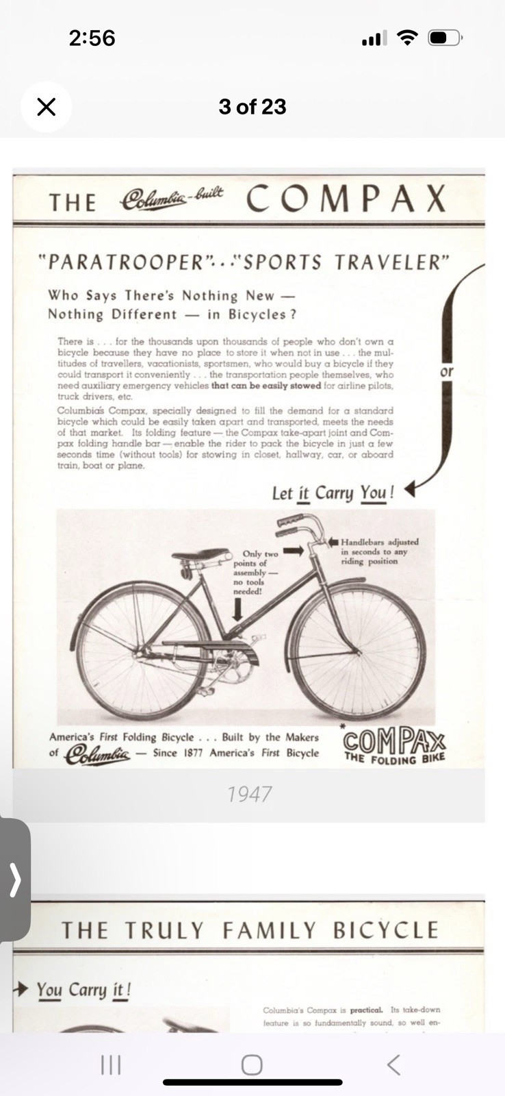 Vintage 1940s Folding Westfield Compax Sports Traveler 26Bicycle Paratrooper WW2