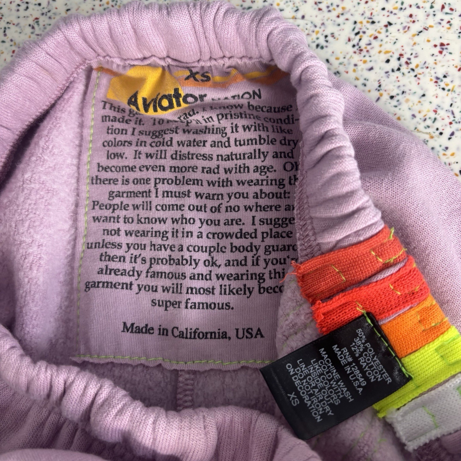 AVIATOR NATION 5 Stripe Sweatpants Maeve/White Neon XS Bottoms Extra Small Long