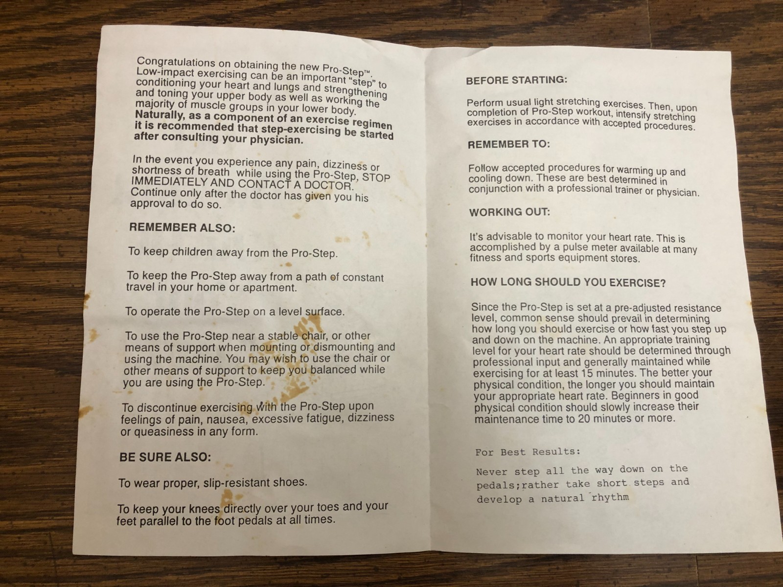 New Vintage 1990's Pro-Step Stair Exerciser Compact Cardio Stepper Machine