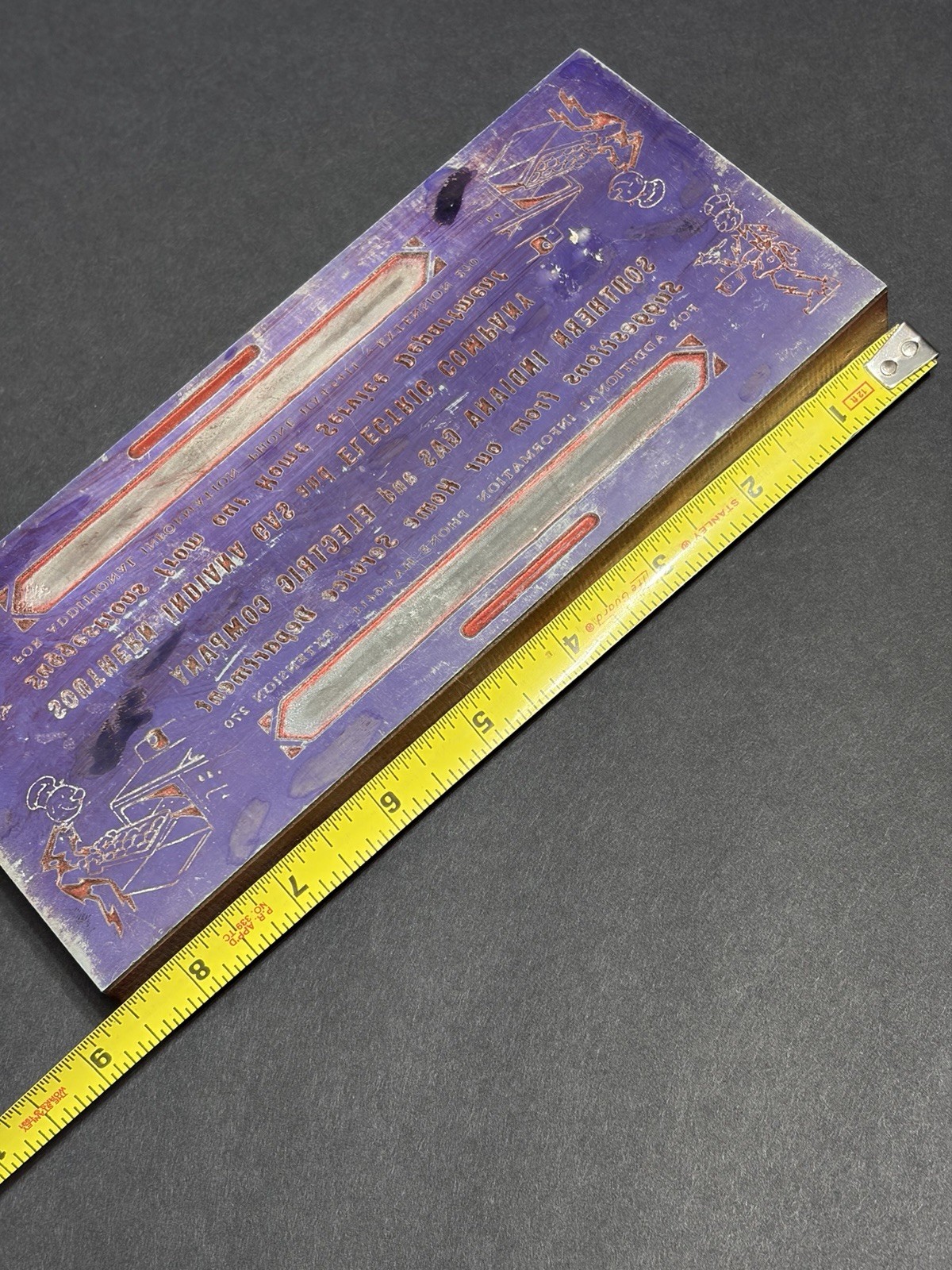 Rare Vintage Reddy Kilowatt Newspaper Print Block 8.5” S. IND Gas & Electric