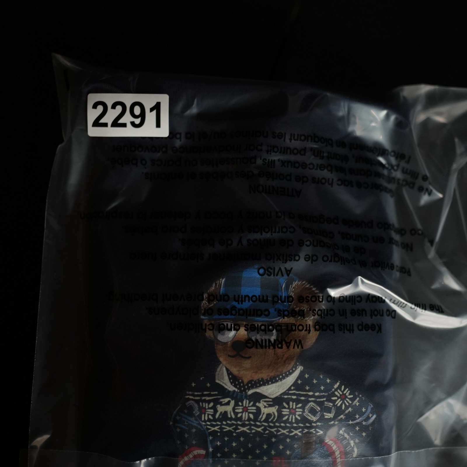 Polo Ralph Lauren Boys Skiing Polo Bear Long Sleeve T-Shirt Navy Blue Size 7