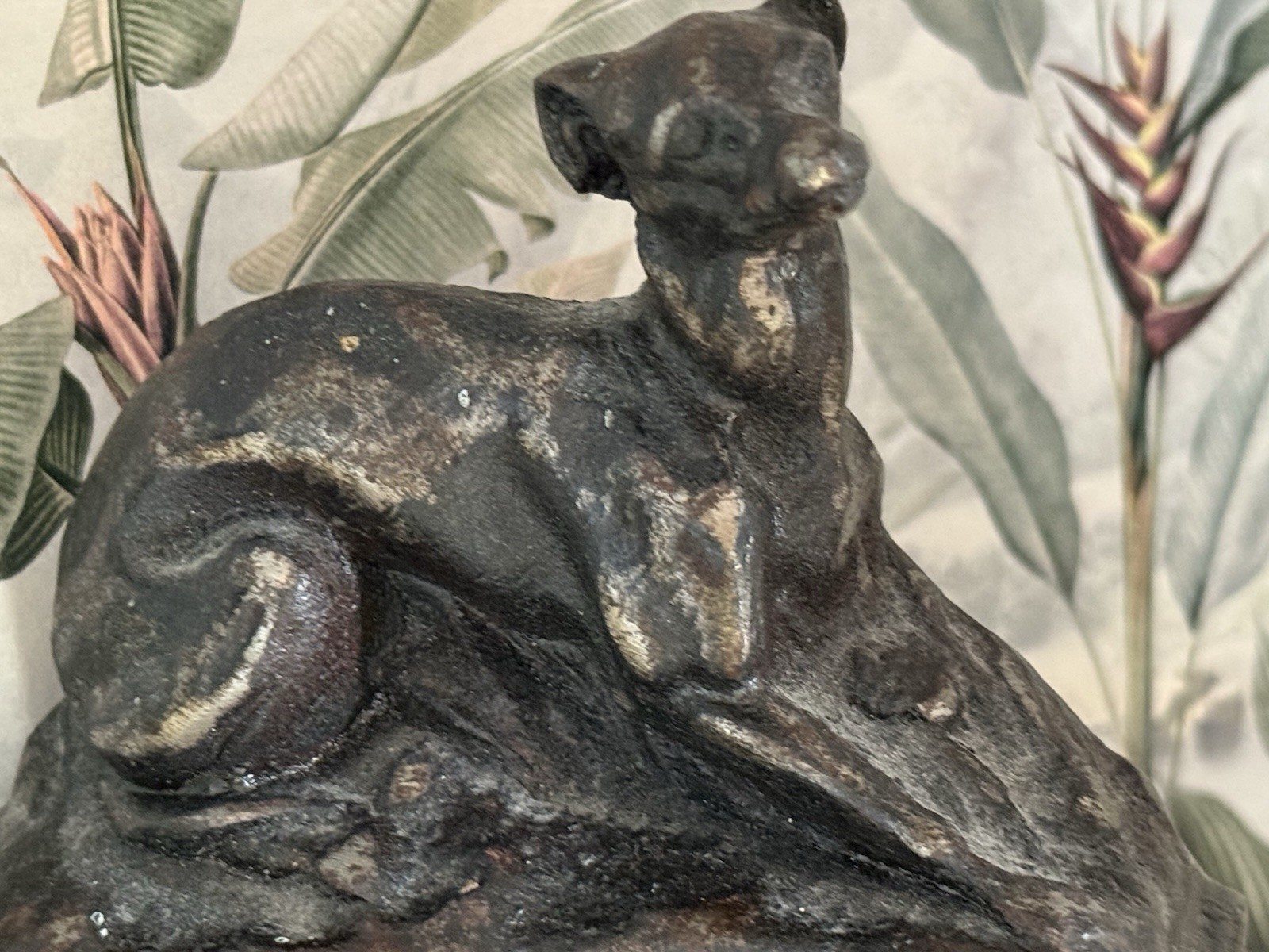 Antique French Victorian Bronze Greyhound Dog Fireplace Mantel Ornament c1900