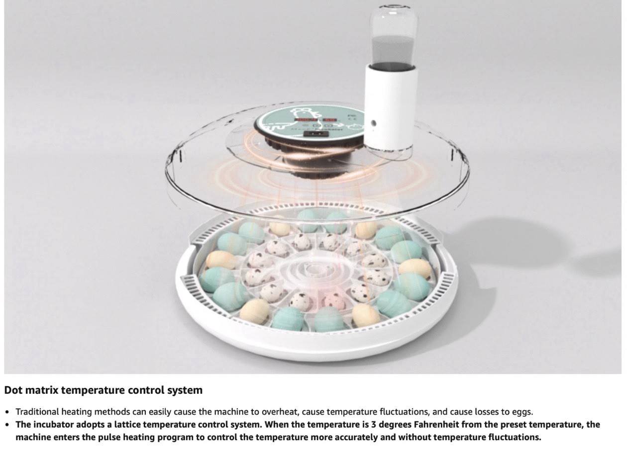 MeeF incubators for Hatching Eggs Automatic 30 Eggs Incubator with Tur