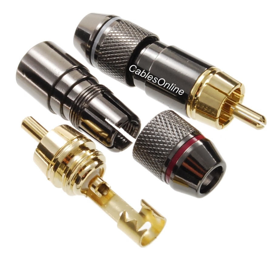 2-Pack RCA Solder Type Gold Plated Metal 6mm/OD Connectors, CN-R02RW