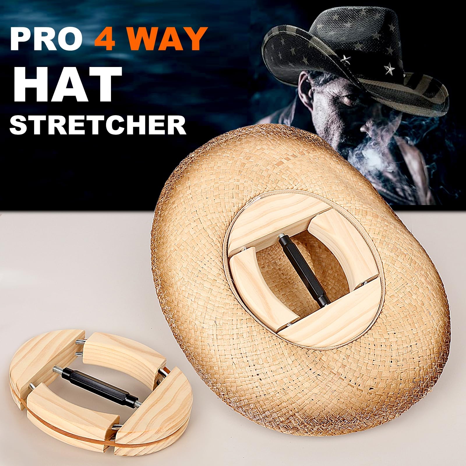 Hat Stretcher 4 Way, Hat Stretcher for Fitted Hats Size 6 7/8 to 8 1/2, Exten...