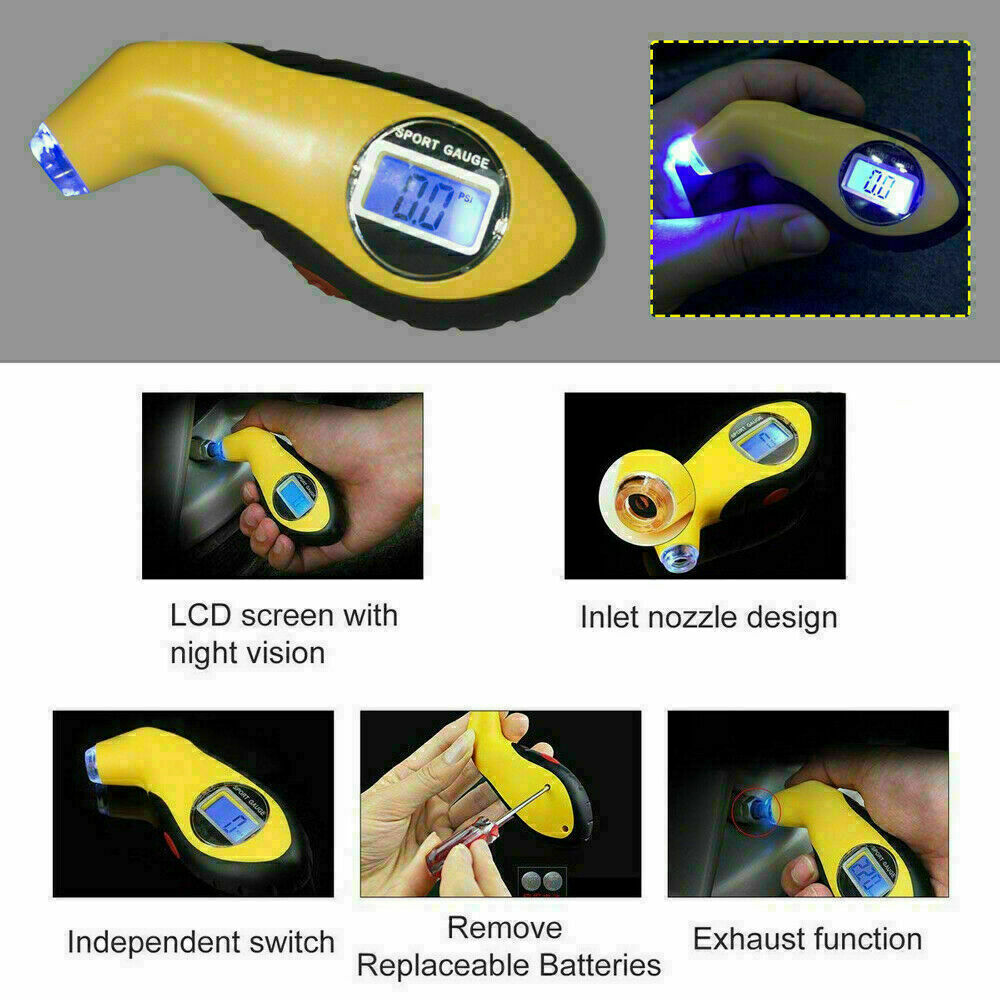 Tire Pressure Gauge Digital LCD Handy Air Gauge For Car Truck Motorcycle Bicycle