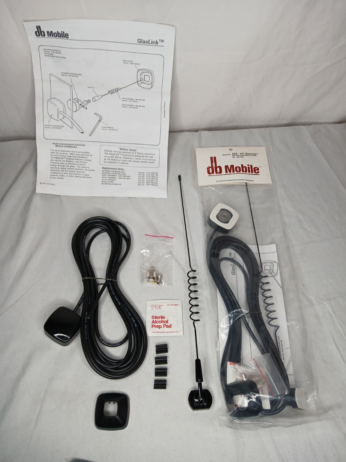 GlasLink Glass Mount Dual Band Cellular UHF Antenna NEW w/ All Mounting Hardware