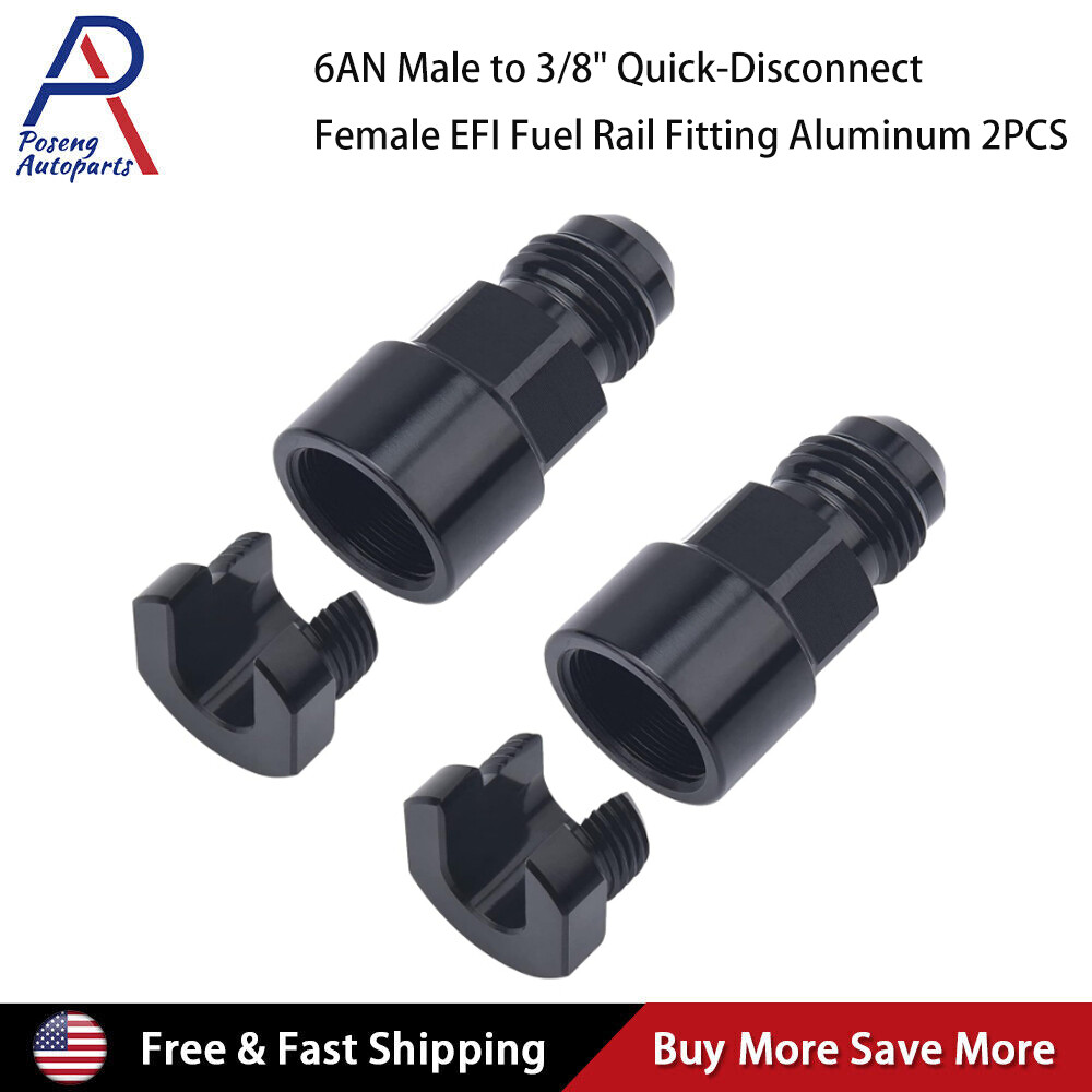 2PC 6AN AN6 Fuel Adapter Fitting to 3/8 GM Quick Connect w/ Thread EFI Female LS