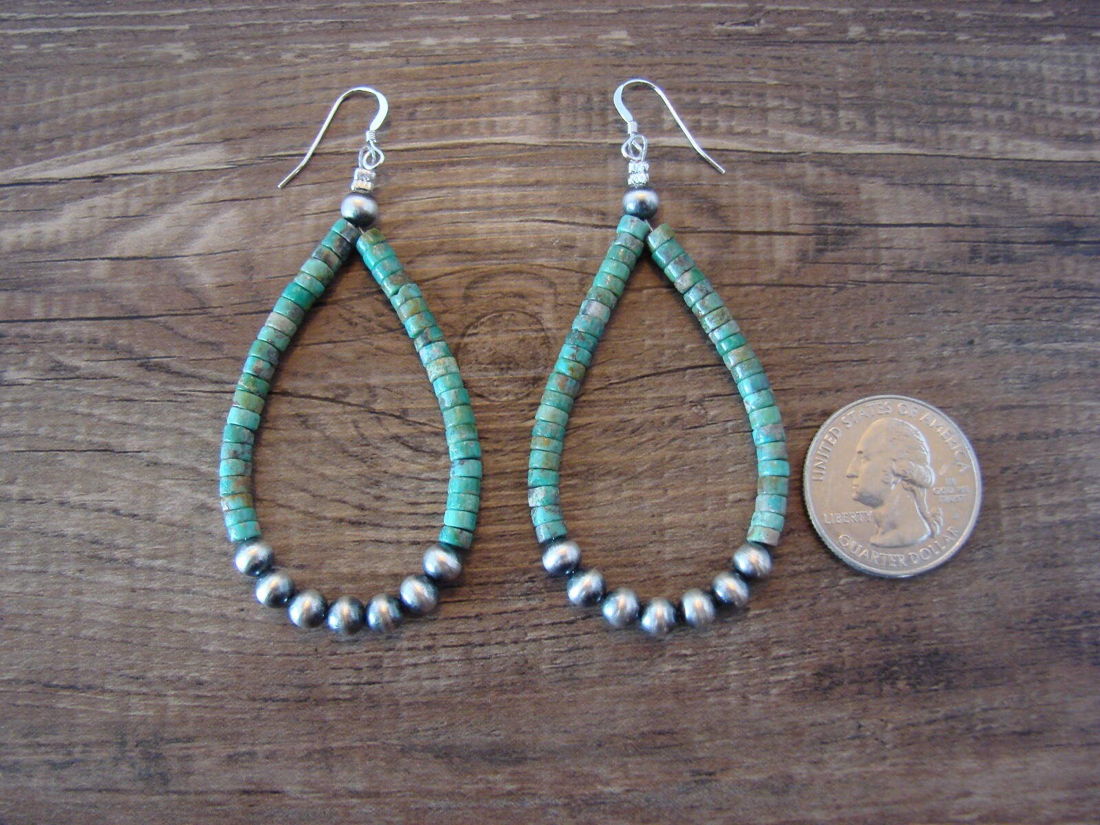 Navajo Indian Turquoise Desert Pearl Dangle Earrings by Doreen Jake
