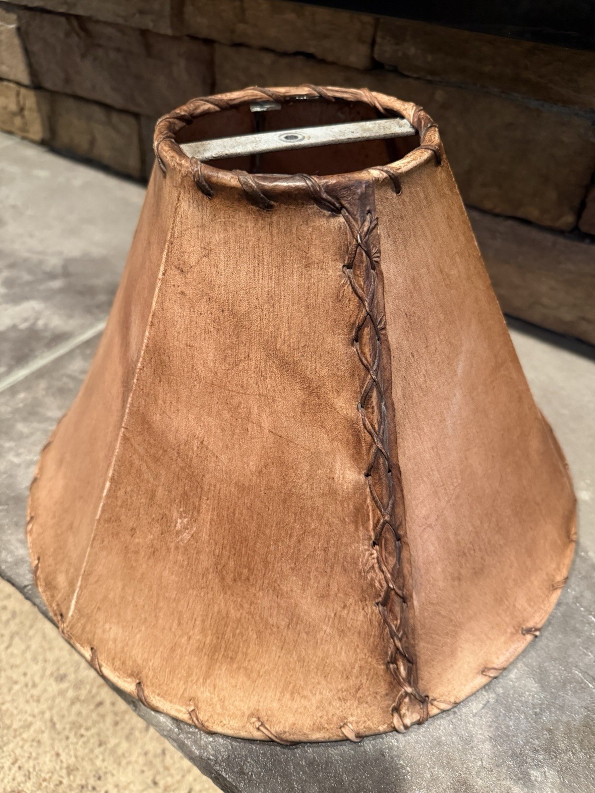 27” Large Trophy 5 Point Antler Mule Deer Vintage Lamp, Rawhide Shade