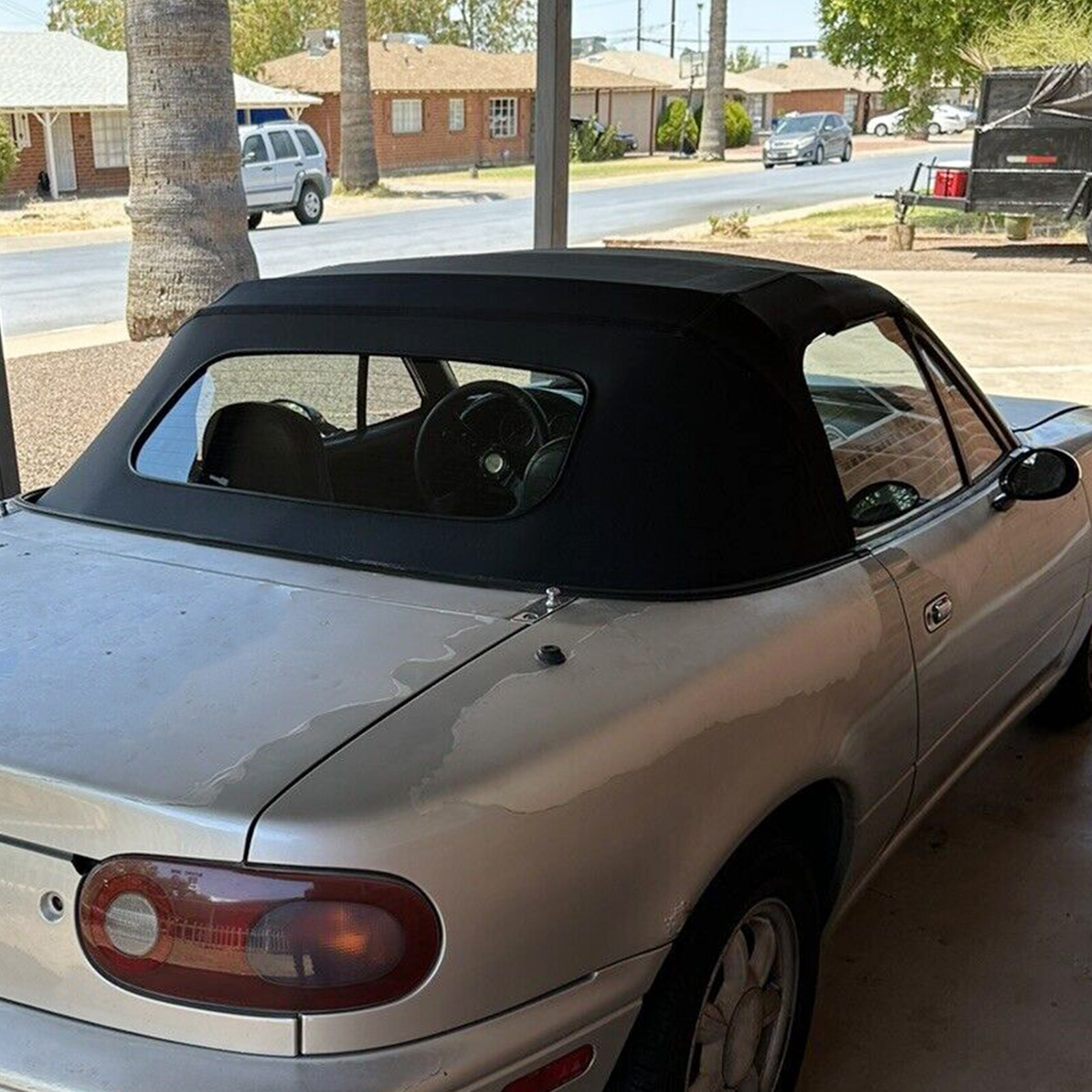 For 90-05 Mazda Miata Convertible Soft Top w/ Heated Glass Window Black Cabrio