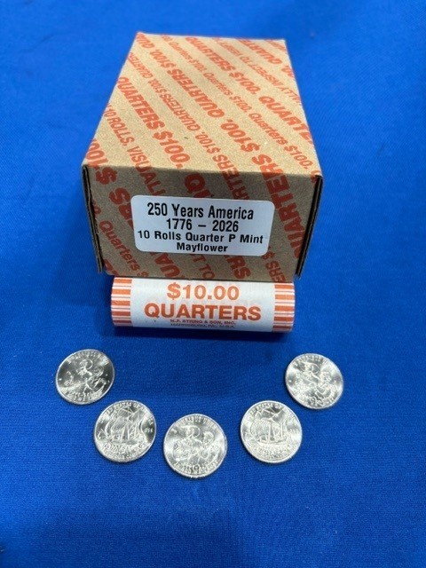 10 Roll set of Mint 2026 Mayflower Quarters Philadelphia - Free Shipping