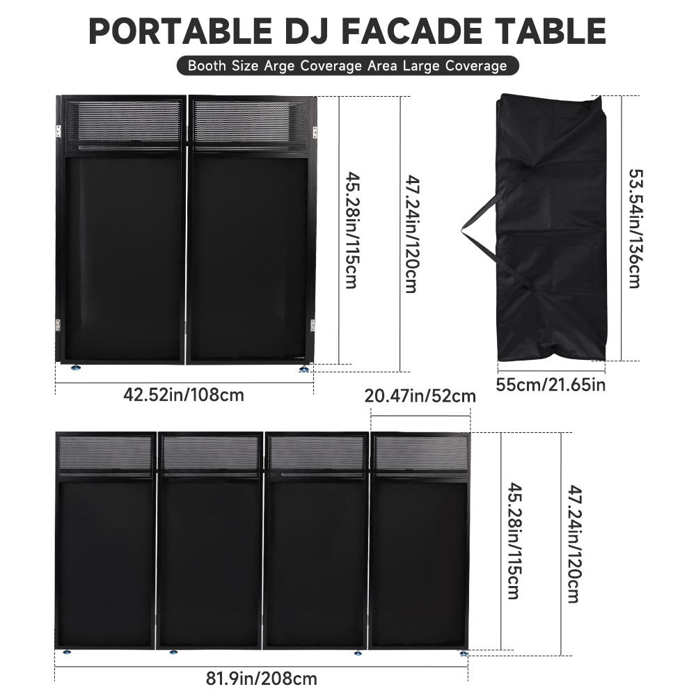 Portable DJ Facade Table Station 45"x42"Event Booth Facade Metal Foldable Frame