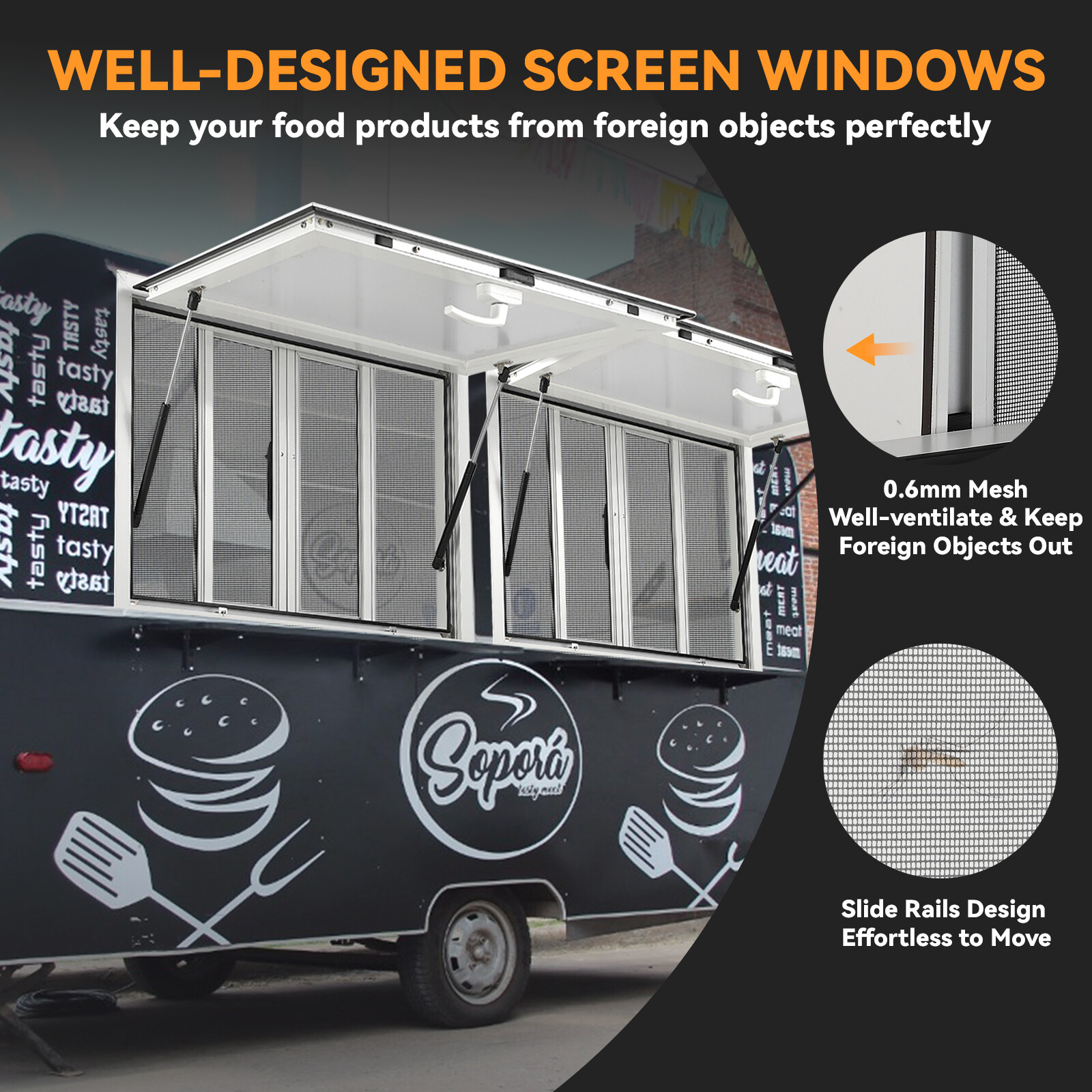Concession Stand Trailer Serving Window Awning Food Truck Service Screen Windows