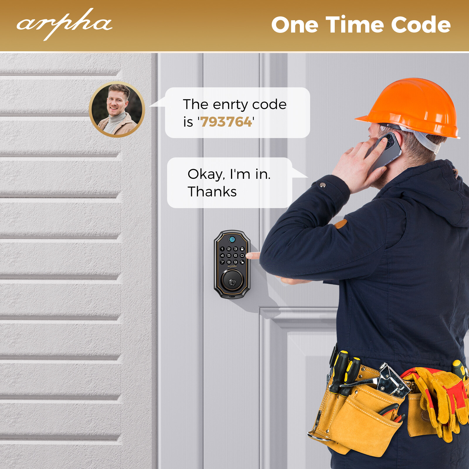 ARPHA Fingerprint Door Lock Biometric Smart Lock APP Bluetooth Keyless Deadbolt