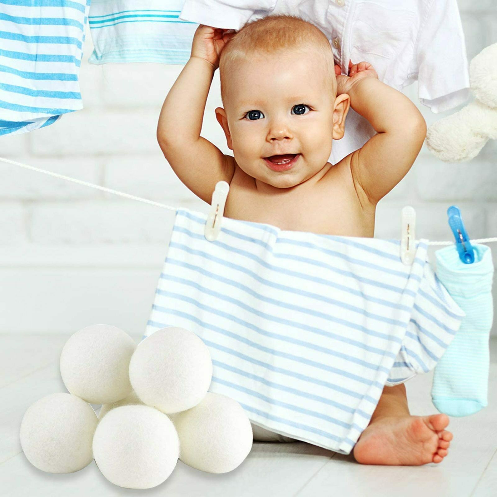 7 Wool Dryer Balls 100% Organic Wool Natural Laundry Fabric Softener new USA