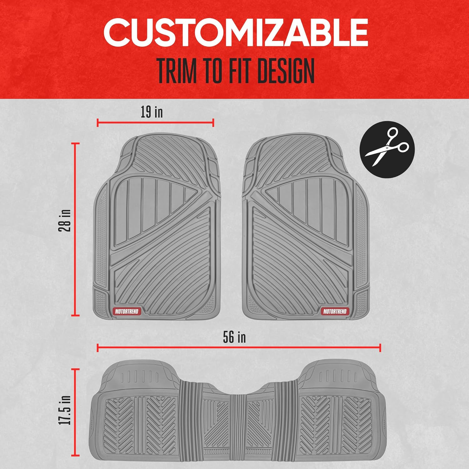 Flextough Performance All Weather Rubber Car Floor Mats with Cargo Liner – Full