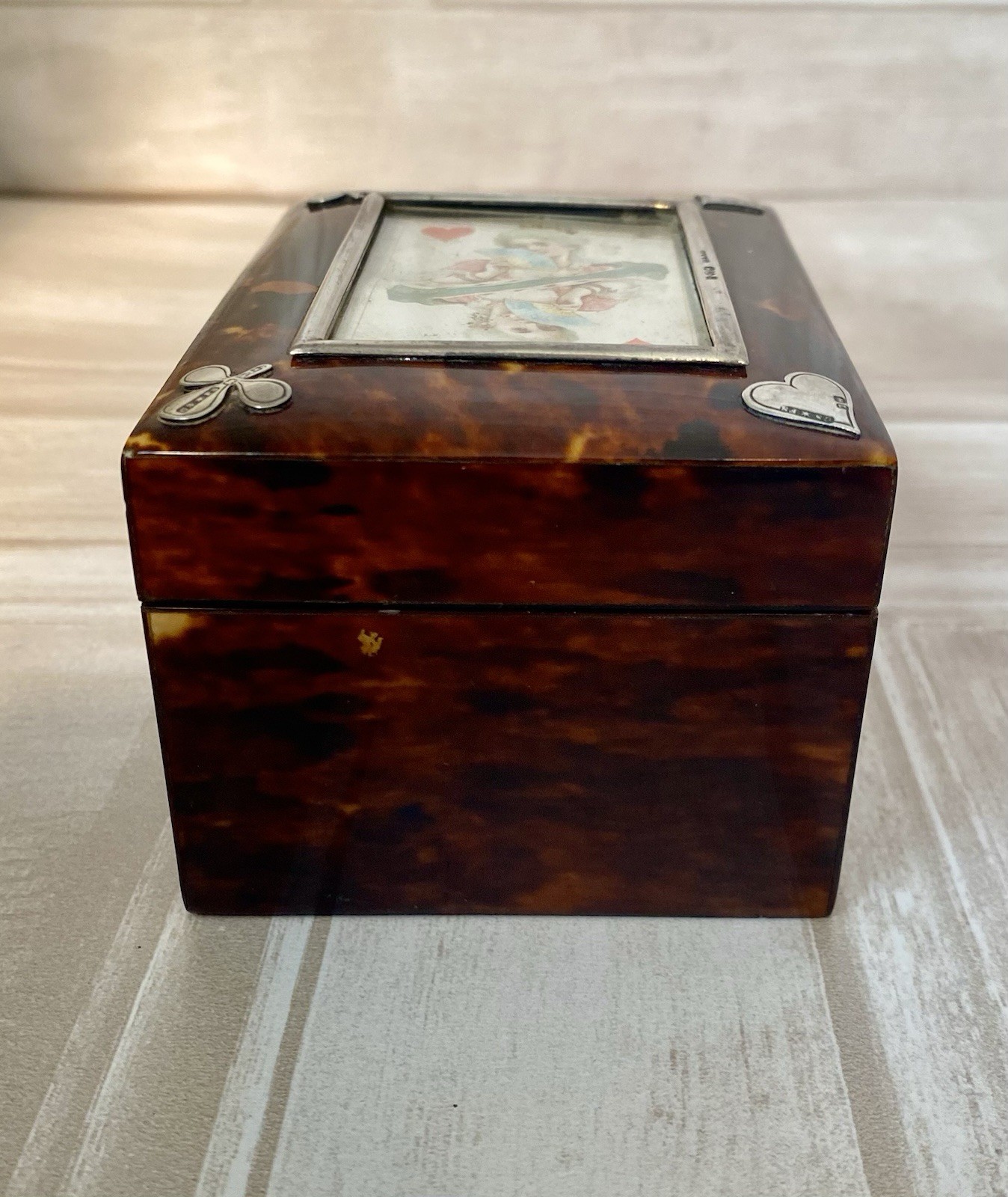 Antique Sterling Silver Tortoise Shell Playing Card Bridge Box - Chester 1894