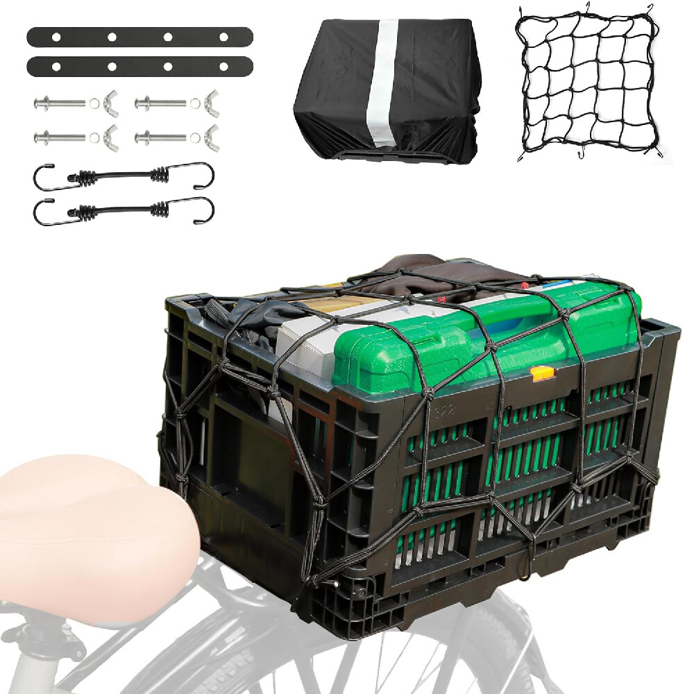 Bike Basket Rear 35L Large Capacity Foldable Bike Storage for Shopping Outings
