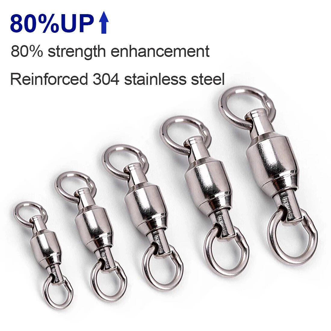 Heavy Duty Ball Bearing Rolling Swivels Solid Ring Stainless Fishing Connector