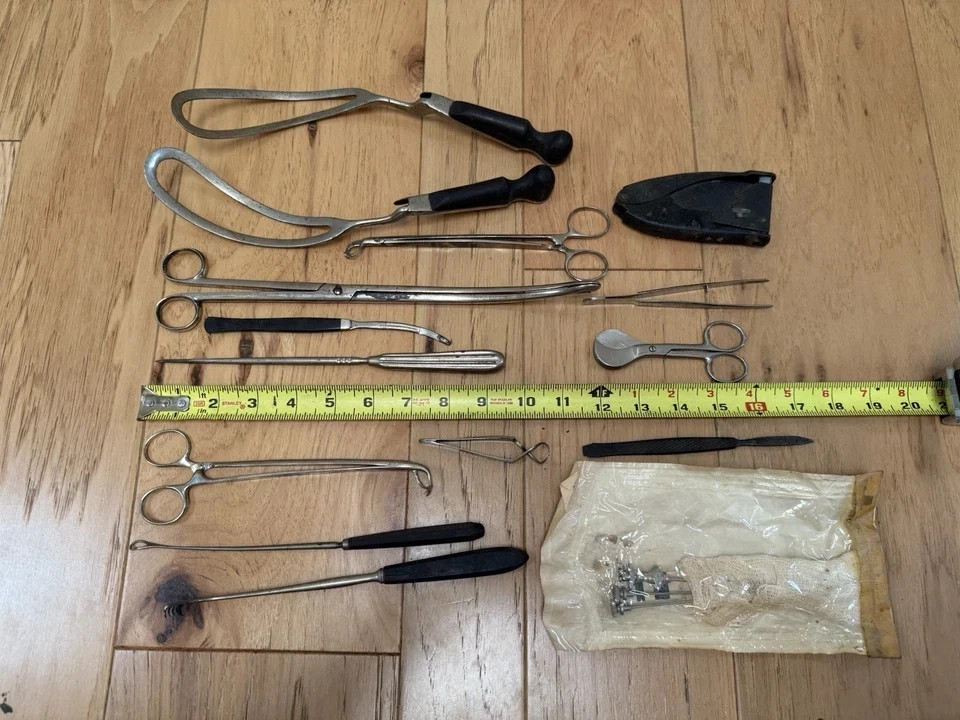 Antique Vintage Medical Surgical Instruments Lot – Forceps Scissors Tools