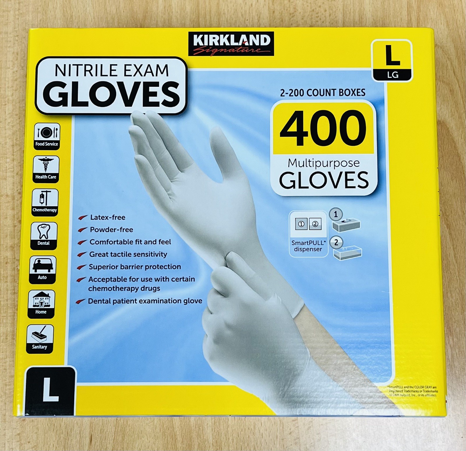 Kirkland Signature Nitrile Exam Gray Gloves, Size Large 2 x box Total 400 count