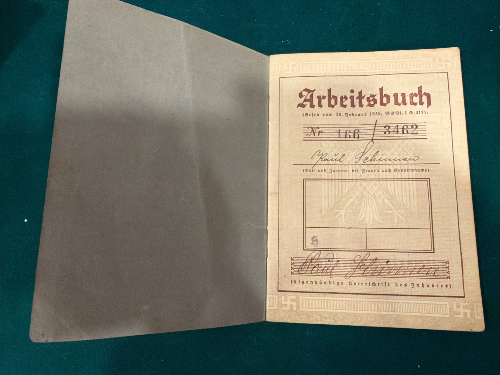 Original VTG before WWII German Arbeitsbuch Work Book