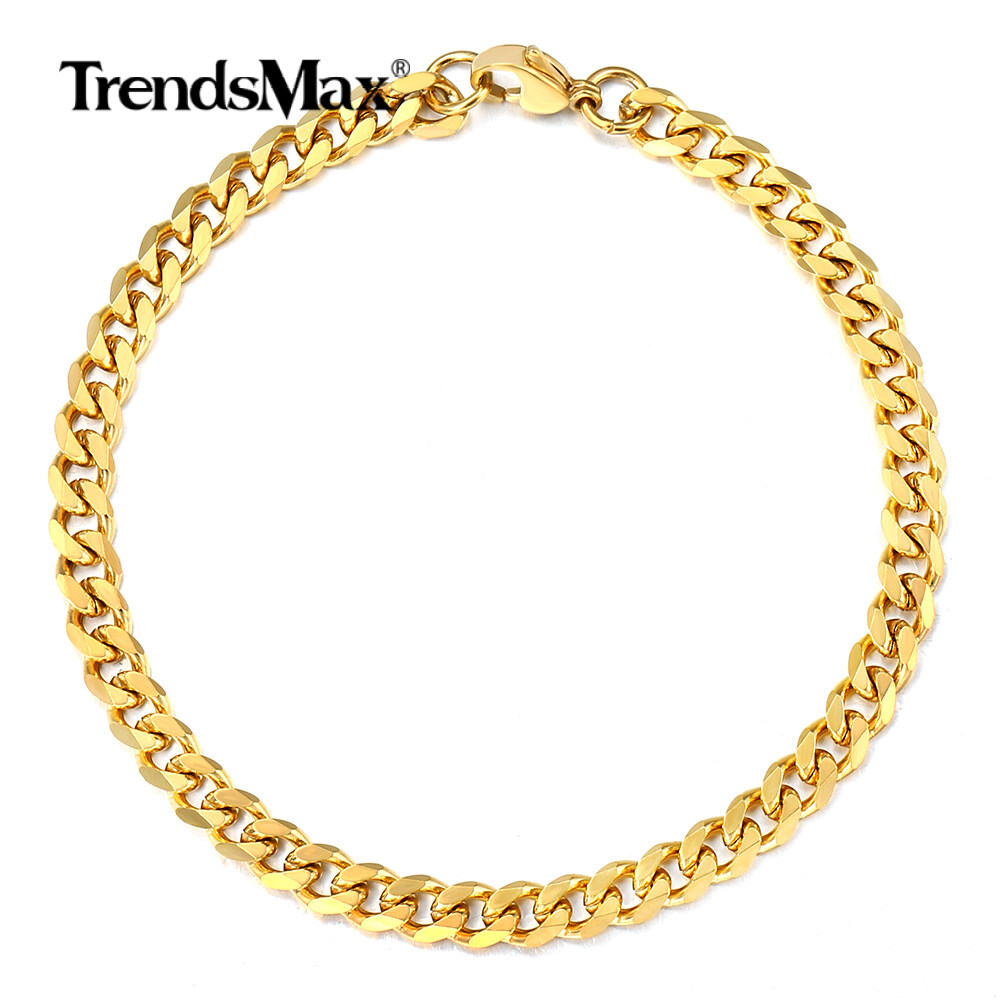 14K Gold Plated Stainless Steel Cuban Curb Chain Necklace Bracelet 3/5/7/9/11mm