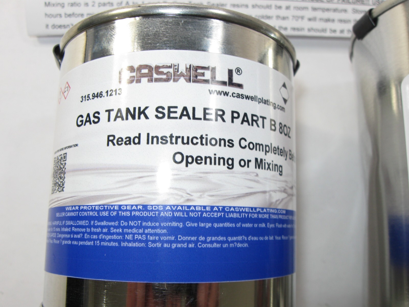 CASWELL GAS TANK SEALER LINER KIT BATTLESHIP GREY EPOXY MOTORCYCLE TO 10 GALLON