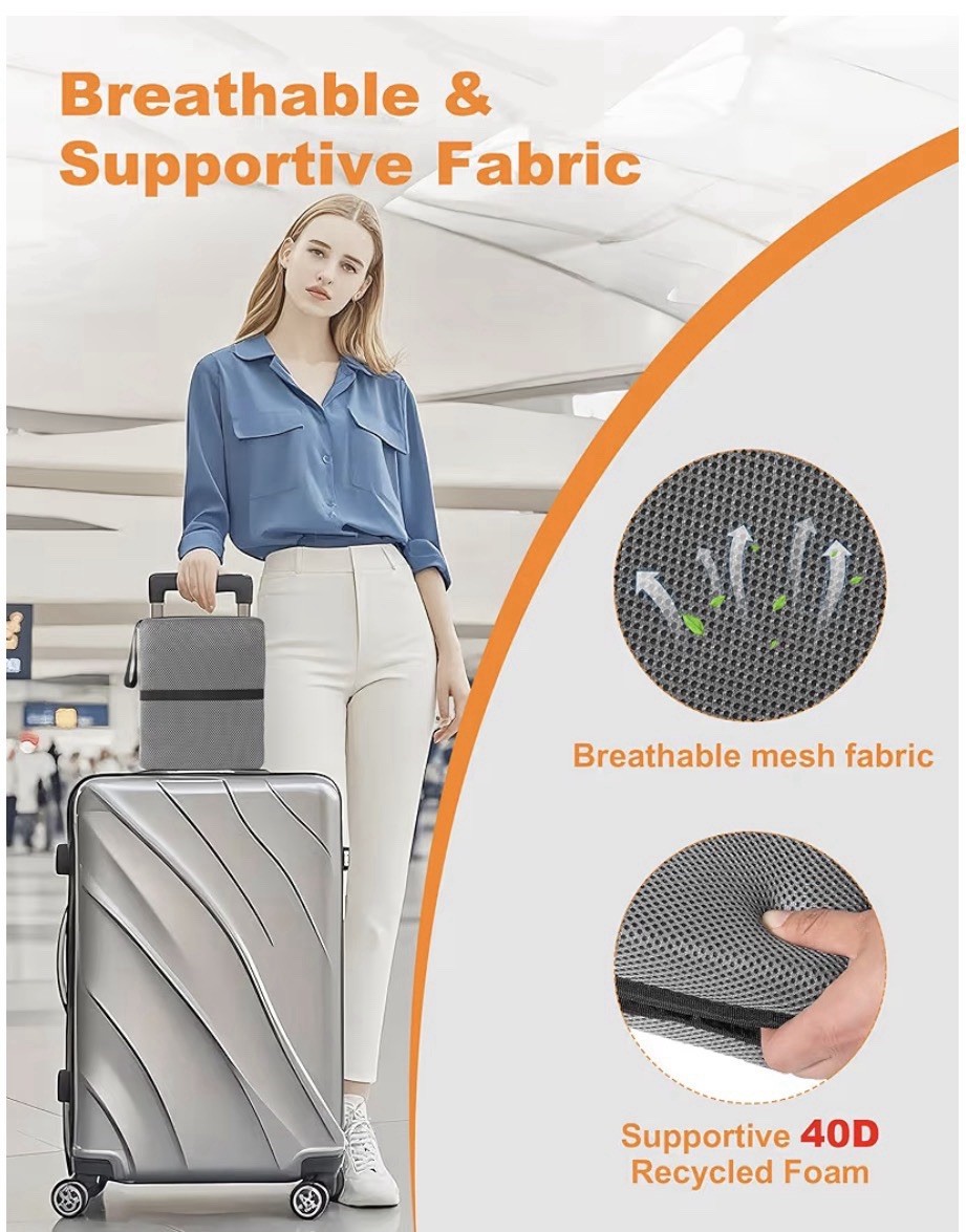 Portable Airplane Seat Cushion Foldable Travel Pad for Flights Office Camping